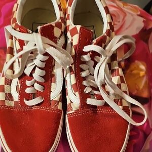 Vans Womens 8 Mens 6½ Red and White Checkered Sneakers Brand New No Tags
